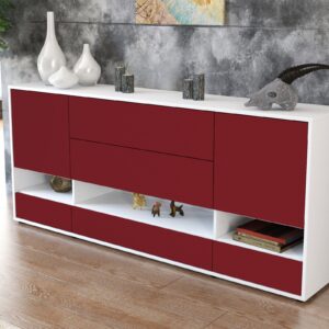 Sideboard - Florentina - Design Farbakzent - Freistehend mit Push to Open 180 cm Weiss - Front Lila  Bestellnummer:1020305115