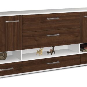 Sideboard - Florentina - Design Holzdekor - Freistehend mit Griffe 180 cm Weiss - Front Zeder  Bestellnummer:1020305123