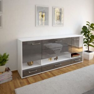 Sideboard - Florentina - Design Hochglanz - Freistehend mit Griffe 180 cm Weiss - Front Wei?  Bestellnummer:1020305127