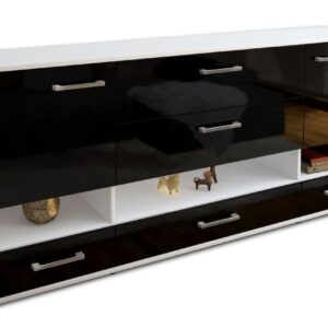 Sideboard - Florentina - Design Hochglanz - Freistehend mit Griffe 180 cm Weiss - Front Gr?n  Bestellnummer:1020305128