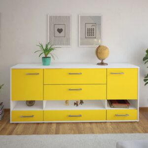 Sideboard - Florentina - Design Farbakzent - Freistehend mit Griffe 180 cm Weiss - Front Mint  Bestellnummer:1020305130