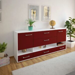 Sideboard - Florentina - Design Farbakzent - Freistehend mit Griffe 180 cm Weiss - Front Lila  Bestellnummer:1020305132