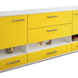 Sideboard - Florentina - Design Farbakzent - Freistehend mit Griffe 180 cm Weiss - Front T?rkis  Bestellnummer:1020305133