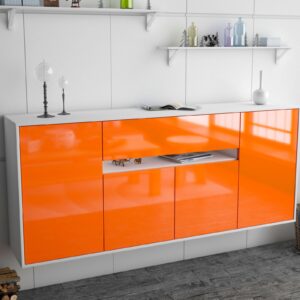 Sideboard - Flavia - Design Hochglanz - Wandmontage mit Push to Open 180 cm Weiss - Front Wei?  Bestellnummer:1020305144