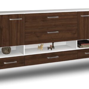 Sideboard - Florentina - Design Holzdekor - Wandmontage mit Griffe 180 cm Weiss - Front Zeder  Bestellnummer:1020305157