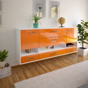 Sideboard - Florentina - Design Hochglanz - Wandmontage mit Griffe 180 cm Weiss - Front Wei?  Bestellnummer:1020305161