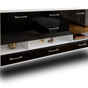 Sideboard - Florentina - Design Hochglanz - Wandmontage mit Griffe 180 cm Weiss - Front Gr?n  Bestellnummer:1020305162