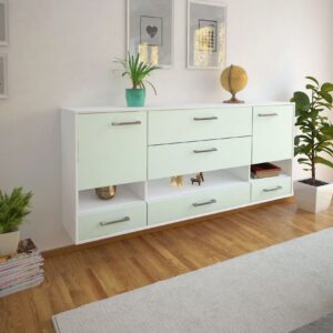 Sideboard - Florentina - Design Farbakzent - Wandmontage mit Griffe 180 cm Weiss - Front Lila  Bestellnummer:1020305166