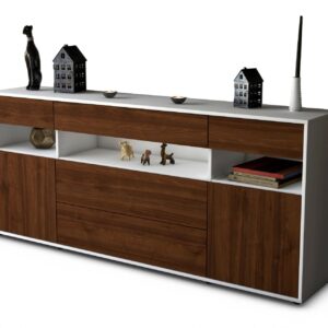 Sideboard - Floria - Design Holzdekor - Freistehend mit Push to Open 180 cm Weiss - Front Zeder  Bestellnummer:1020305208