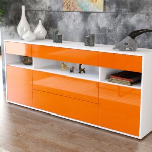 Sideboard - Floria - Design Hochglanz - Freistehend mit Push to Open 180 cm Weiss - Front Wei?  Bestellnummer:1020305212