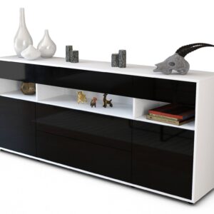 Sideboard - Floria - Design Hochglanz - Freistehend mit Push to Open 180 cm Weiss - Front Gr?n  Bestellnummer:1020305213