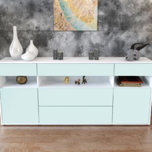 Sideboard - Floria - Design Farbakzent - Freistehend mit Push to Open 180 cm Weiss - Front Gelb  Bestellnummer:1020305216