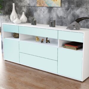 Sideboard - Floria - Design Farbakzent - Freistehend mit Push to Open 180 cm Weiss - Front Lila  Bestellnummer:1020305217