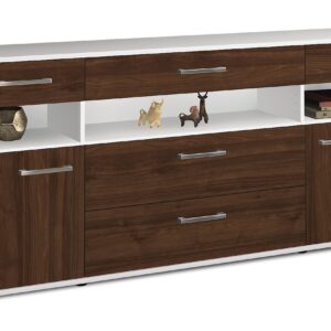 Sideboard - Floria - Design Holzdekor - Freistehend mit Griffe 180 cm Weiss - Front Zeder  Bestellnummer:1020305225