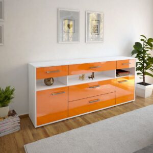 Sideboard - Floria - Design Hochglanz - Freistehend mit Griffe 180 cm Weiss - Front Wei?  Bestellnummer:1020305229