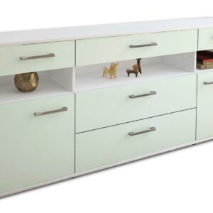 Sideboard - Floria - Design Farbakzent - Freistehend mit Griffe 180 cm Weiss - Front Mint  Bestellnummer:1020305232