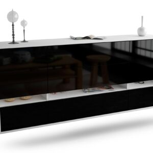 Sideboard - Floriana - Design Hochglanz - Wandmontage mit Push to Open 180 cm Weiss - Front Gr?n  Bestellnummer:1020305553