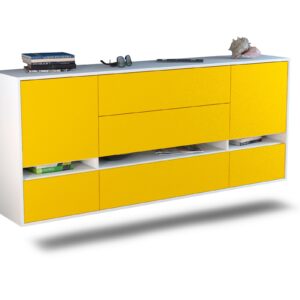 Sideboard - Floriana - Design Farbakzent - Wandmontage mit Push to Open 180 cm Weiss - Front T?rkis  Bestellnummer:1020305558