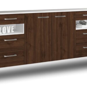 Sideboard - Francesca - Design Holzdekor - Wandmontage mit Griffe 180 cm Weiss - Front Zeder  Bestellnummer:1020305565