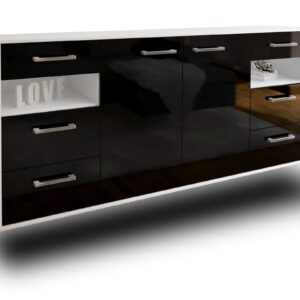 Sideboard - Francesca - Design Hochglanz - Wandmontage mit Griffe 180 cm Weiss - Front Gr?n  Bestellnummer:1020305570