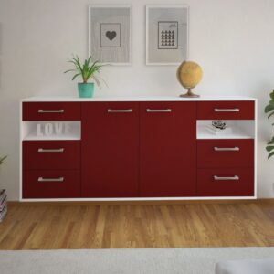 Sideboard - Francesca - Design Farbakzent - Wandmontage mit Griffe 180 cm Weiss - Front Gelb  Bestellnummer:1020305573