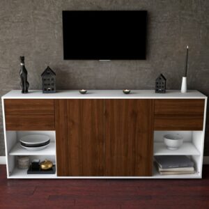 Sideboard - Franka - Design Holzdekor - Freistehend mit Push to Open 180 cm Weiss - Front Eiche  Bestellnummer:1020305613