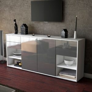 Sideboard - Franka - Design Hochglanz - Freistehend mit Push to Open 180 cm Weiss - Front Wei?  Bestellnummer:1020305620