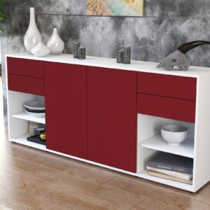 Sideboard - Franka - Design Farbakzent - Freistehend mit Push to Open 180 cm Weiss - Front Lila  Bestellnummer:1020305625