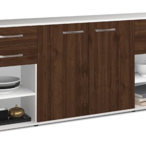 Sideboard - Franka - Design Holzdekor - Freistehend mit Griffe 180 cm Weiss - Front Zeder  Bestellnummer:1020305633