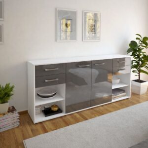 Sideboard - Franka - Design Hochglanz - Freistehend mit Griffe 180 cm Weiss - Front Wei?  Bestellnummer:1020305637