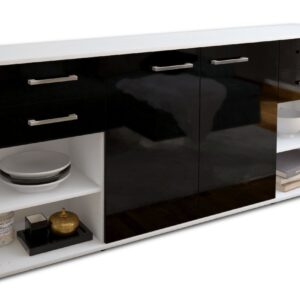 Sideboard - Franka - Design Hochglanz - Freistehend mit Griffe 180 cm Weiss - Front Gr?n  Bestellnummer:1020305638