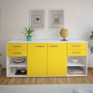 Sideboard - Franka - Design Farbakzent - Freistehend mit Griffe 180 cm Weiss - Front Mint  Bestellnummer:1020305640