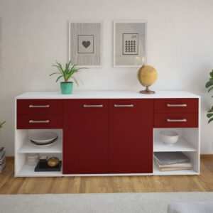 Sideboard - Franka - Design Farbakzent - Freistehend mit Griffe 180 cm Weiss - Front Gelb  Bestellnummer:1020305641