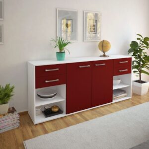 Sideboard - Franka - Design Farbakzent - Freistehend mit Griffe 180 cm Weiss - Front Lila  Bestellnummer:1020305642