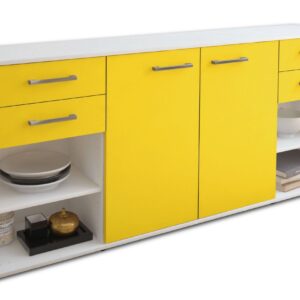 Sideboard - Franka - Design Farbakzent - Freistehend mit Griffe 180 cm Weiss - Front T?rkis  Bestellnummer:1020305643