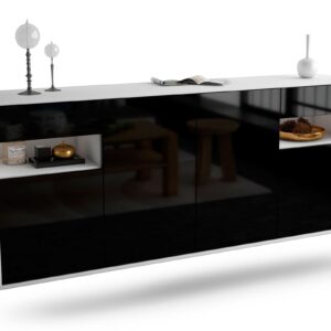 Sideboard - Franca - Design Hochglanz - Wandmontage mit Push to Open 180 cm Weiss - Front Gr?n  Bestellnummer:1020305655