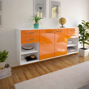 Sideboard - Franka - Design Hochglanz - Wandmontage mit Griffe 180 cm Weiss - Front Wei?  Bestellnummer:1020305671