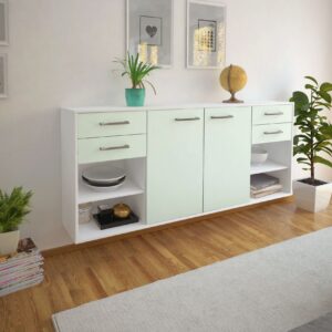 Sideboard - Franka - Design Farbakzent - Wandmontage mit Griffe 180 cm Weiss - Front Lila  Bestellnummer:1020305676