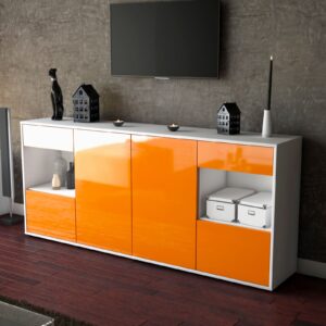 Sideboard - Gabriella - Design Hochglanz - Freistehend mit Push to Open 180 cm Weiss - Front Wei?  Bestellnummer:1020305722