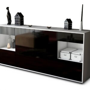 Sideboard - Gabriella - Design Hochglanz - Freistehend mit Push to Open 180 cm Weiss - Front Gr?n  Bestellnummer:1020305723