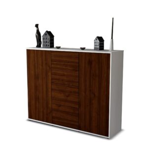 Highboard - Prospera - Design Holzdekor - Freistehend mit Push to Open 136 cm Weiss - Front Eiche  Bestellnummer:1030208061