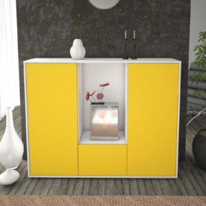 Highboard - Renata - Design Farbakzent - Freistehend mit Push to Open 136 cm Weiss - Front Mint  Bestellnummer:1030209193