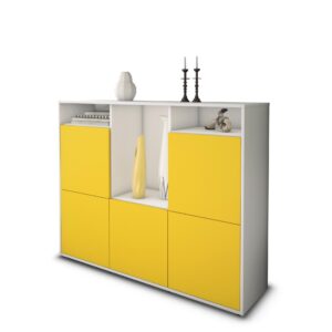 Highboard - Sarina - Design Farbakzent - Freistehend mit Push to Open 136 cm Weiss - Front Mint  Bestellnummer:1030211947