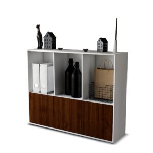 Highboard - Seraphine - Design Holzdekor - Freistehend mit Push to Open 136 cm Weiss - Front Zeder  Bestellnummer:1030212552