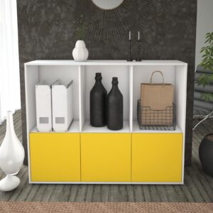 Highboard - Seraphine - Design Farbakzent - Freistehend mit Push to Open 136 cm Weiss - Front Mint  Bestellnummer:1030212559