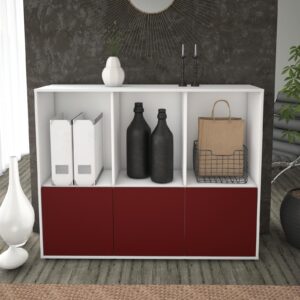 Highboard - Seraphine - Design Farbakzent - Freistehend mit Push to Open 136 cm Weiss - Front Gelb  Bestellnummer:1030212560