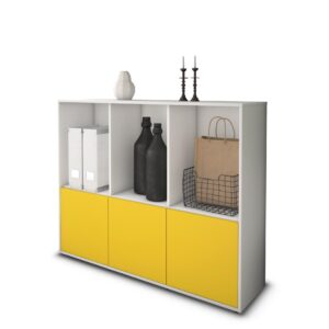 Highboard - Seraphine - Design Farbakzent - Freistehend mit Push to Open 136 cm Weiss - Front T?rkis  Bestellnummer:1030212562