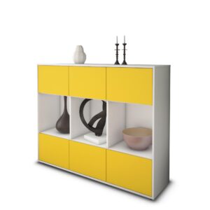 Highboard - Suna - Design Farbakzent - Freistehend mit Push to Open 136 cm Weiss - Front T?rkis  Bestellnummer:1030213684