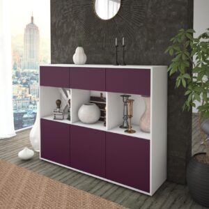 Highboard - Tessa - Design Farbakzent - Freistehend mit Push to Open 136 cm Weiss - Front Mint  Bestellnummer:1030214599