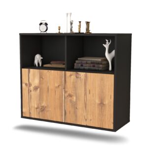 Sideboard - Camilla - Design Holzdekor - Wandmontiert mit Push to open  92 cm Anthrazit - Front Treibholz  Bestellnummer:2020100449